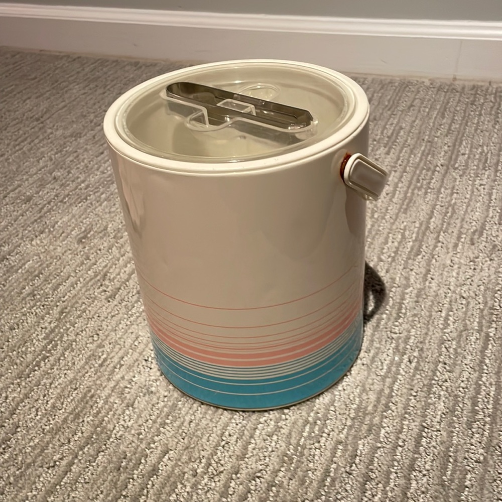 Vintage White, Blue & Pink Ice Bucket
